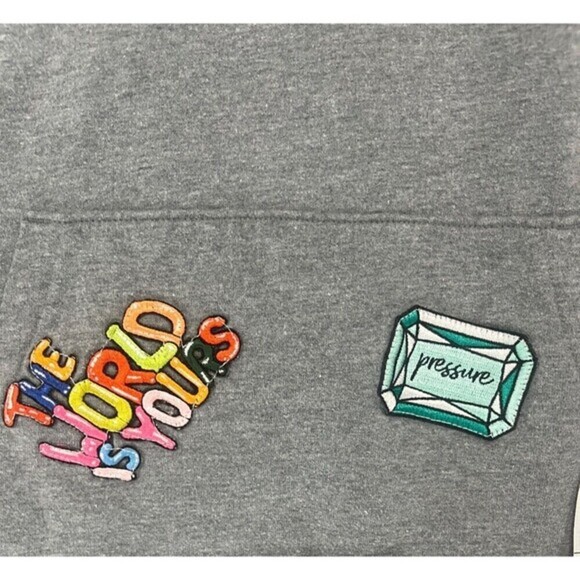 Puma  Women's Gray Hoodie Customized With Patches Size Small - Picture 5 of 13